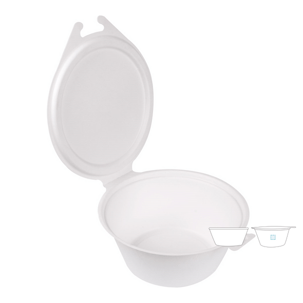 Hinged Lid Containers "Bionic" Bagasse